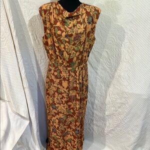Cherubina Floral Sleeveless Dress in Orange, size large,‎ NWT